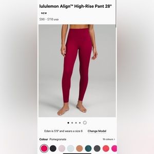 lululemon Align™ High-Rise Pant 28" size 6